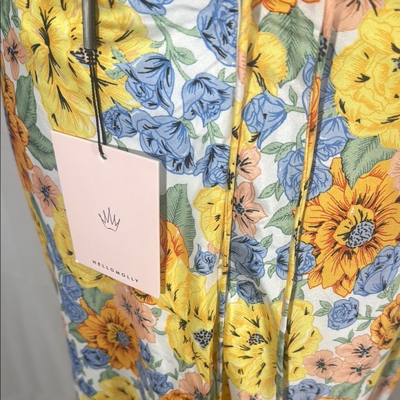 Hello Molly Sunlight Snaps Floral Cutout Midi Dress Yellow/Blue US 8 NWT - Picture 9 of 10